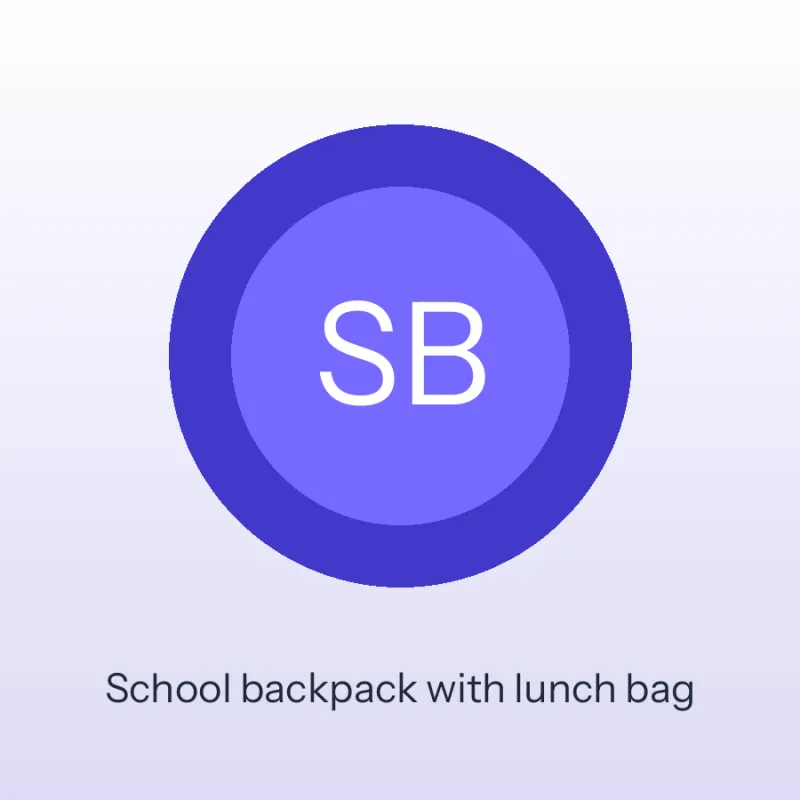 School backpack with lunch bag
